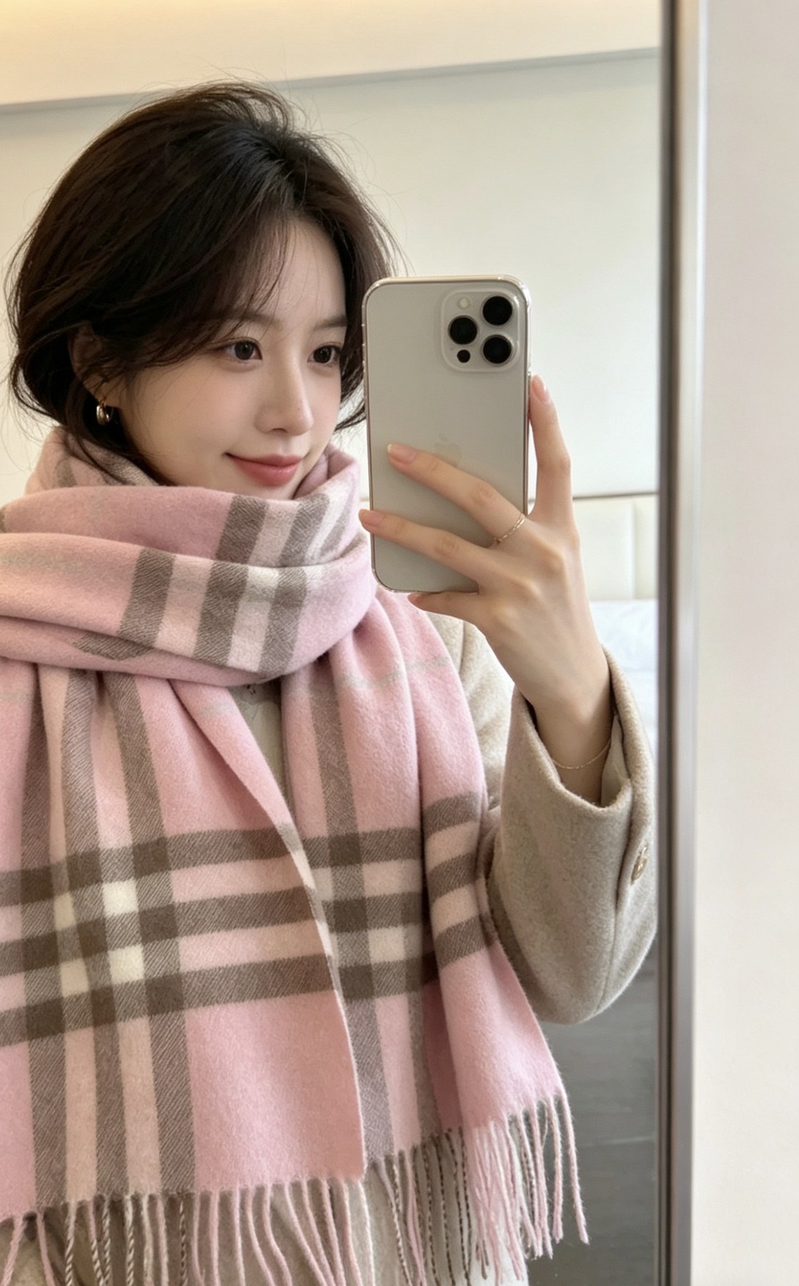 버버리 클래식 체크 캐시미어 프린지 머플러