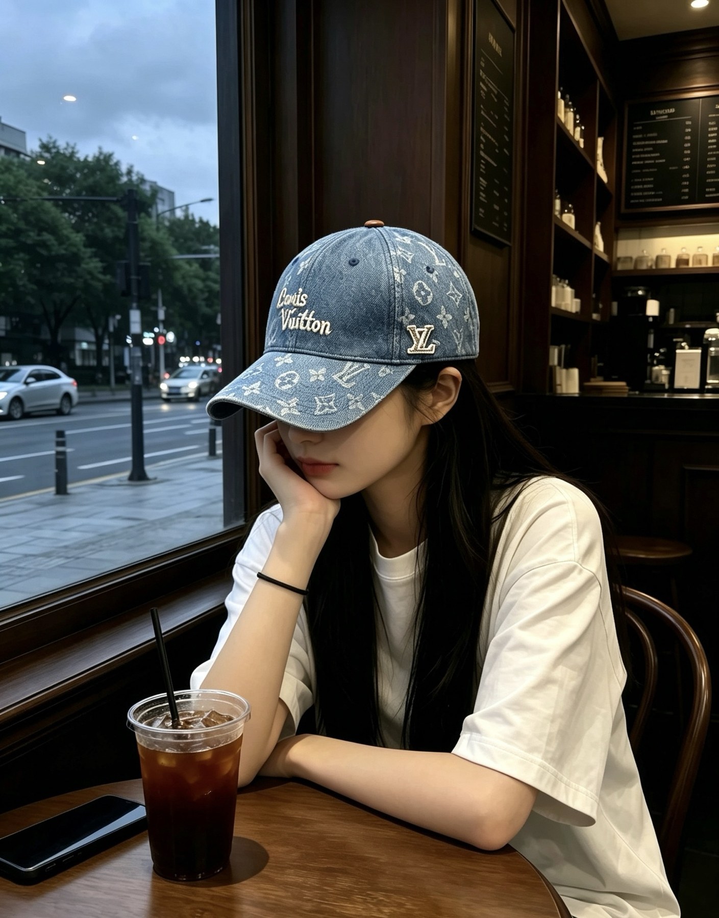 루이비통 모노그램 데님 로고 자수 베이스볼 캡